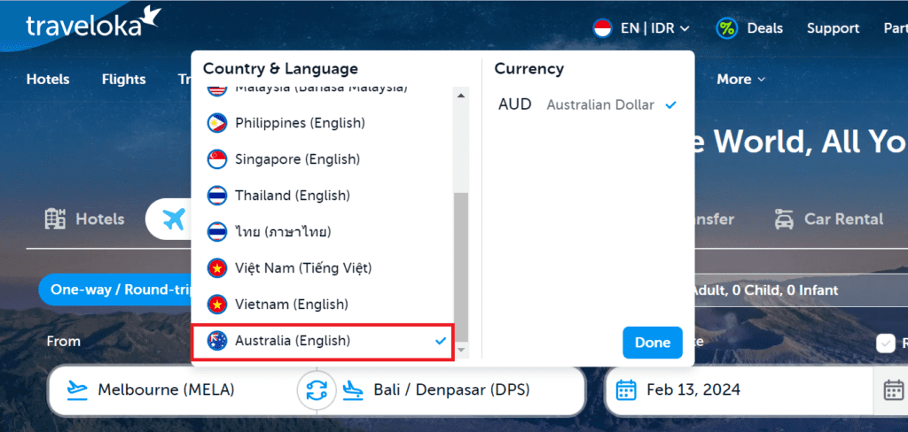 User based selected region for hreflang tag